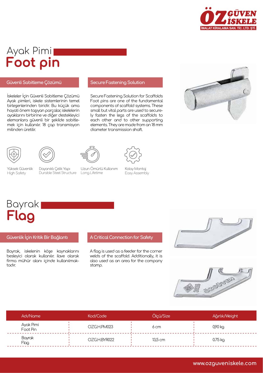 Ayak Pimi katalog sayfası
